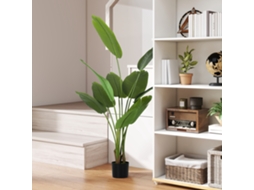 Planta Artificial De Interior De 160 Cm, Árvore Artificial Com Vaso De Plástico E Terra Floculada, Verde.