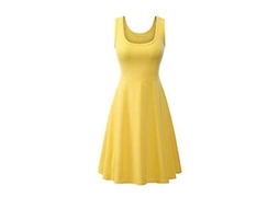 2026 vestido de Verano Mujer Sexy Sin Mangas Cuadrado Liso A line Cintura Alta Casual Rojo Tela Algodón Poliéster