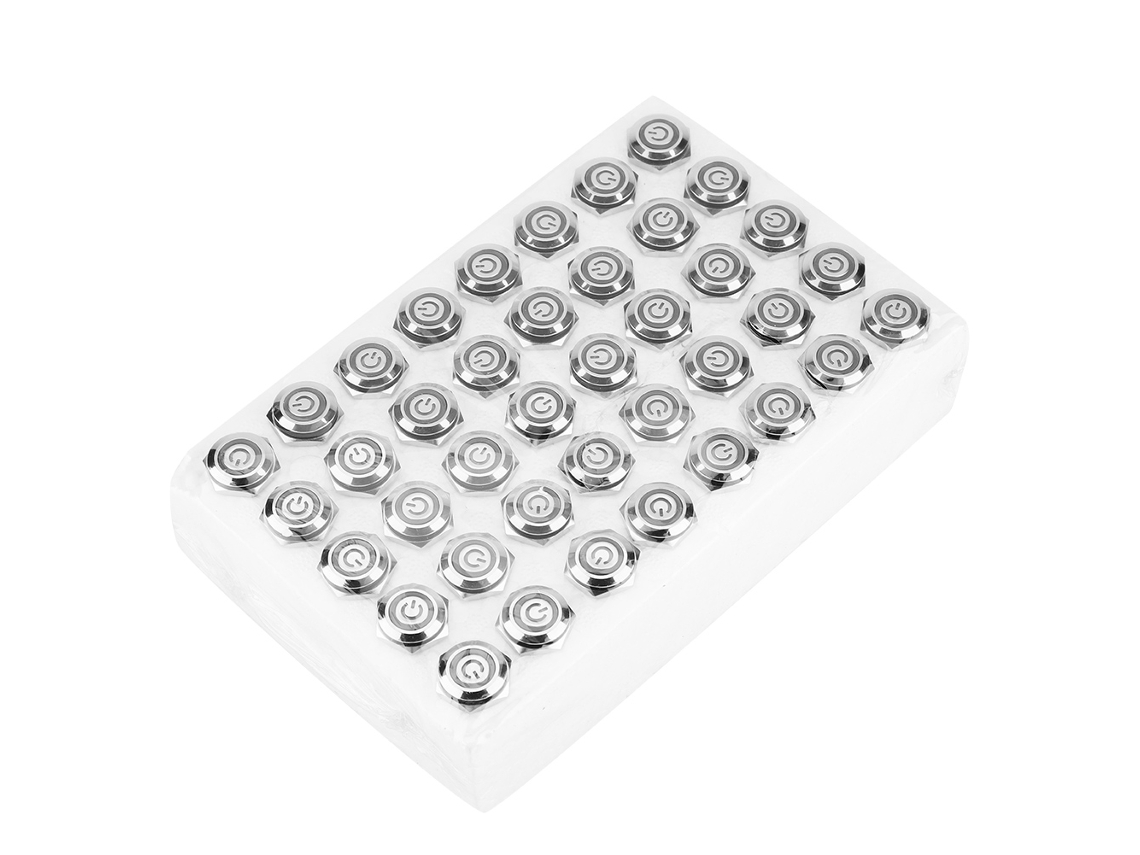 Interruptores Push button de Metal 16mm 24v Led Azul (40 Unidades)