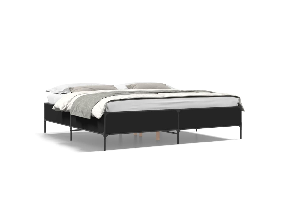 Estrutura de Cama Derivados de Madeira/metal Preto 200x200 cm MAISON EXCLUSIVE
