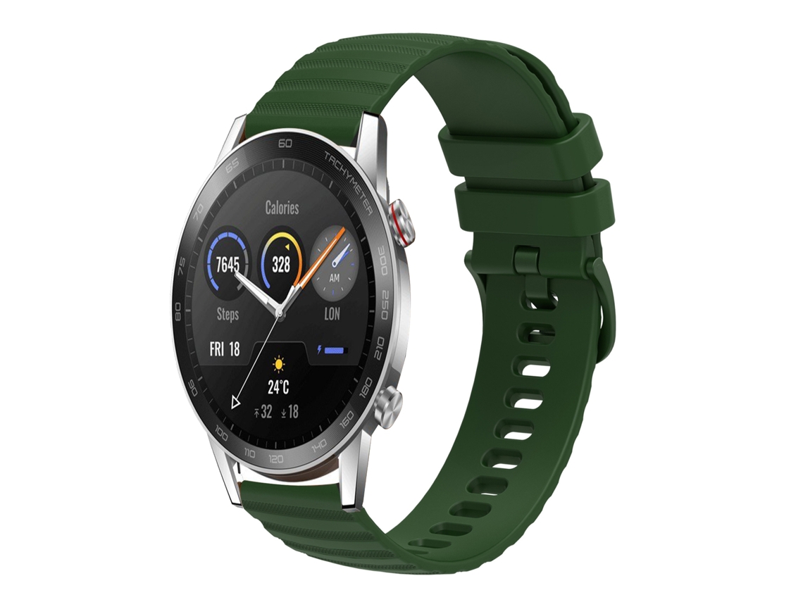 Bracelete de Smartwatch para Honor Magic Watch 2 46mm 22mm Padrão de pontos ondulados de silicone de cor sólida (verde militar)