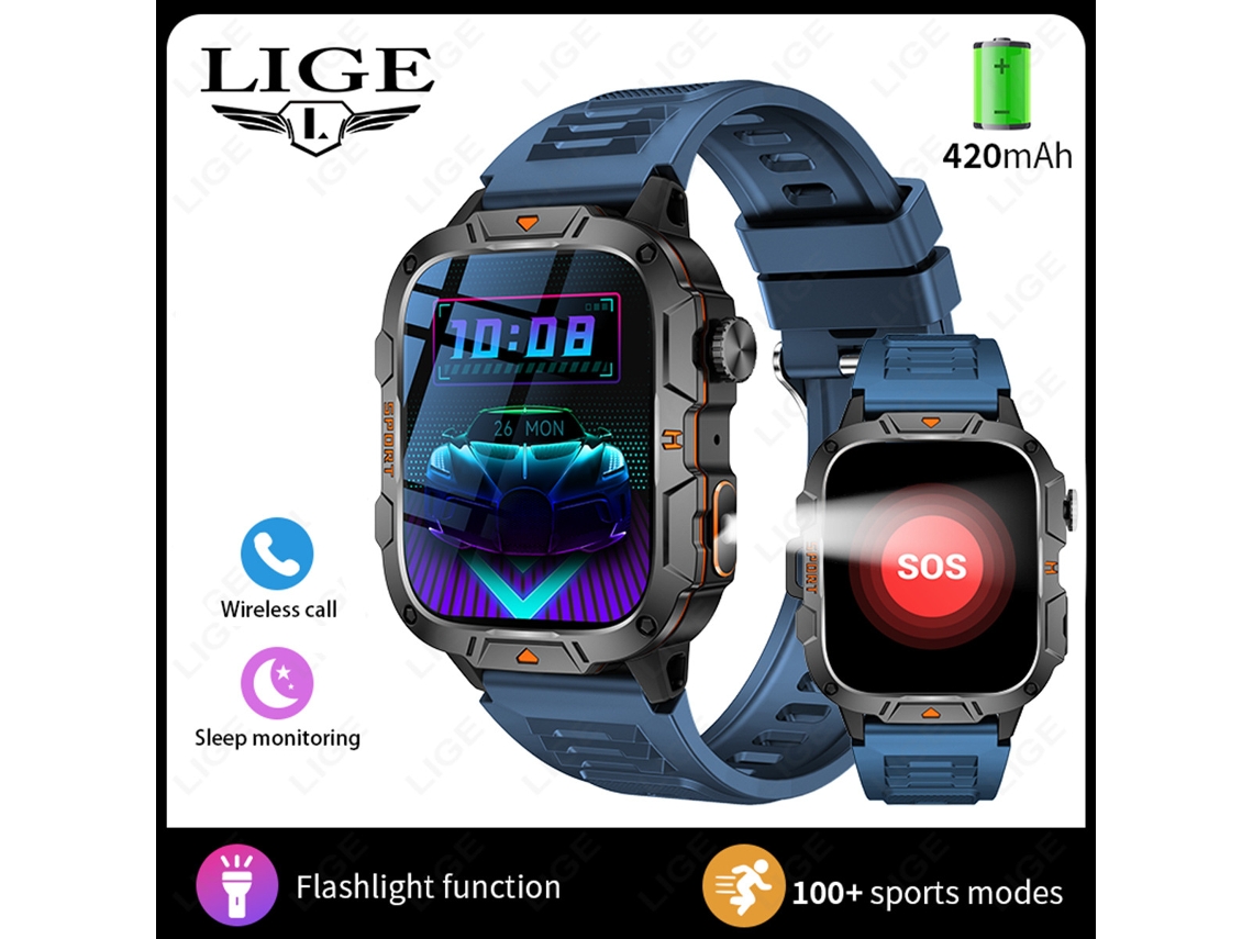 (azul) Smartwatch Com Chamadas Bluetooth Multifuncionais, À Prova D'água, Pedômetro E Funções Esportivas.