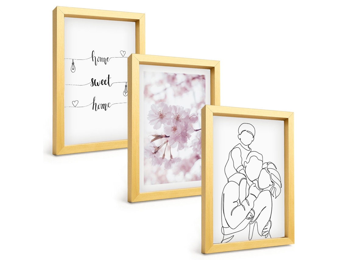 Composição De Quadros Flores, Família, Minimalista Espelharte (3 Peças 20x30 Cm)