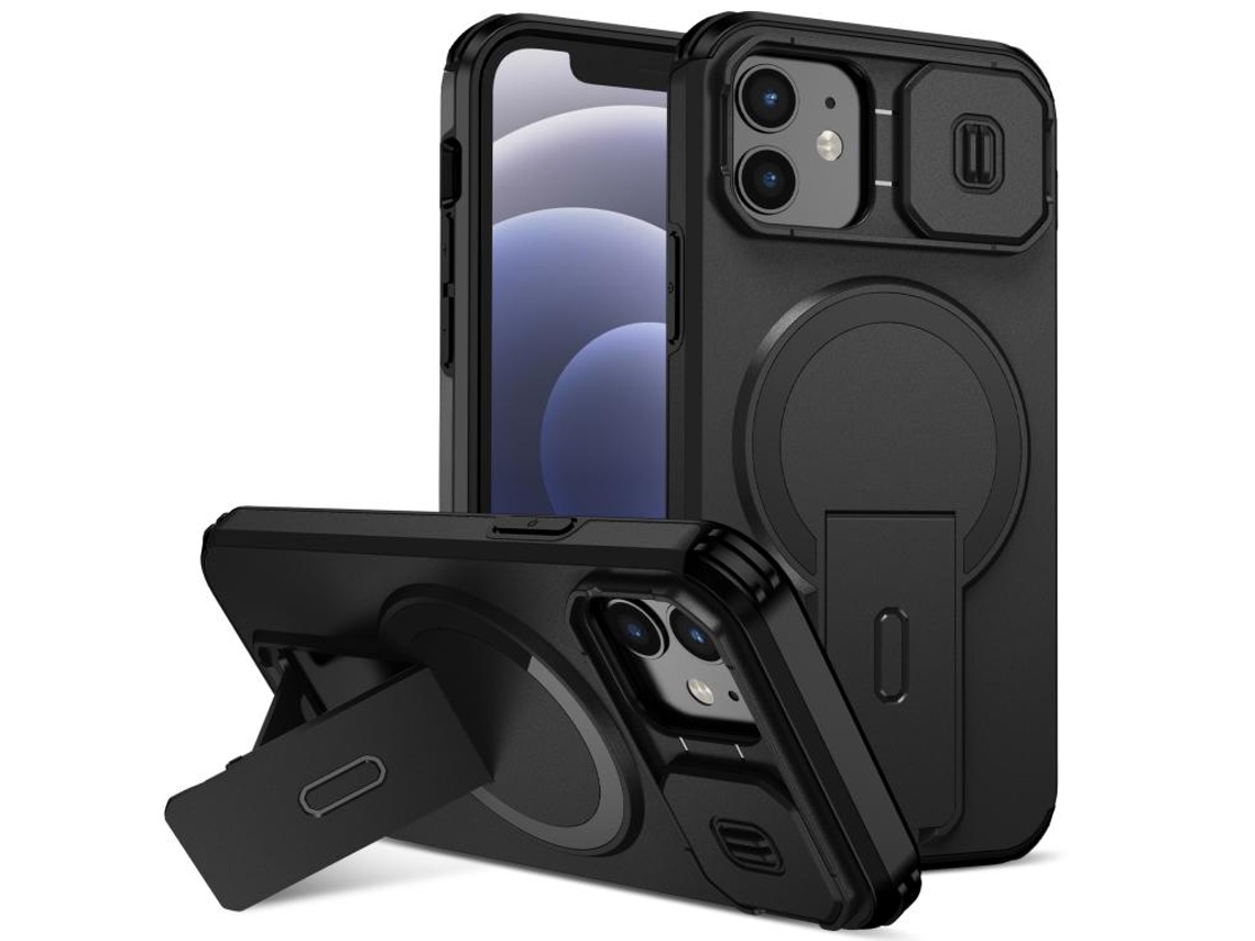 Capa Com Suporte Magsafe Para Iphone 12 - Abertura Deslizante Com Proteção De Câmara