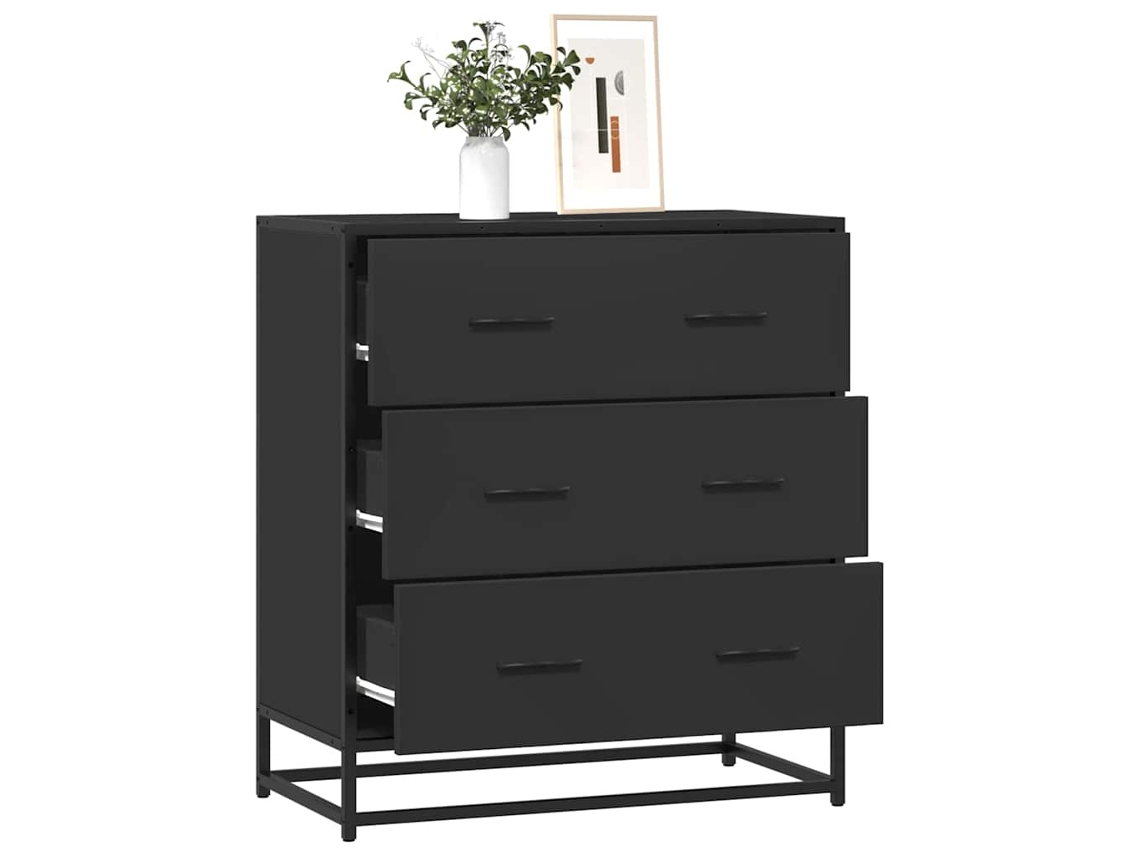 Vidaxl Aparador 68x35x76 Cm Derivados De Madeira/metal Preto