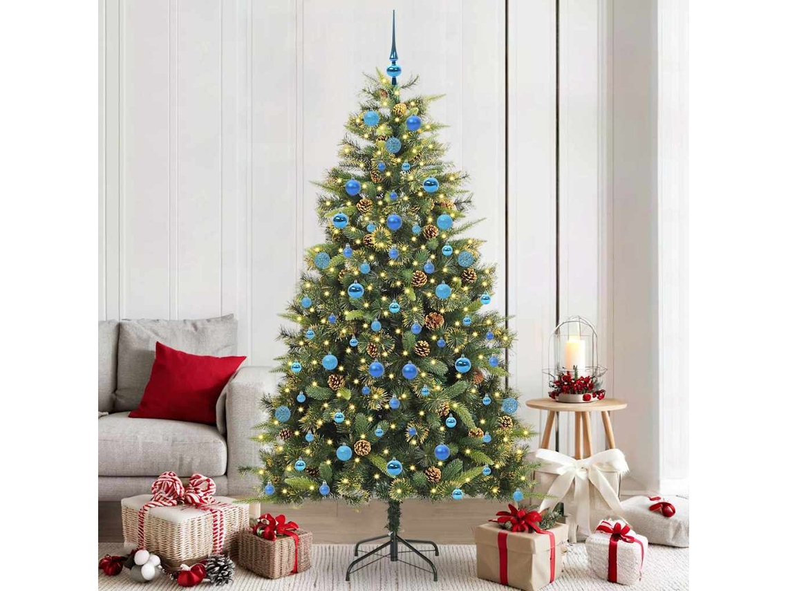 Vidaxl Árvore De Natal Artificial Articulada Com Cones Verde 210 Cm