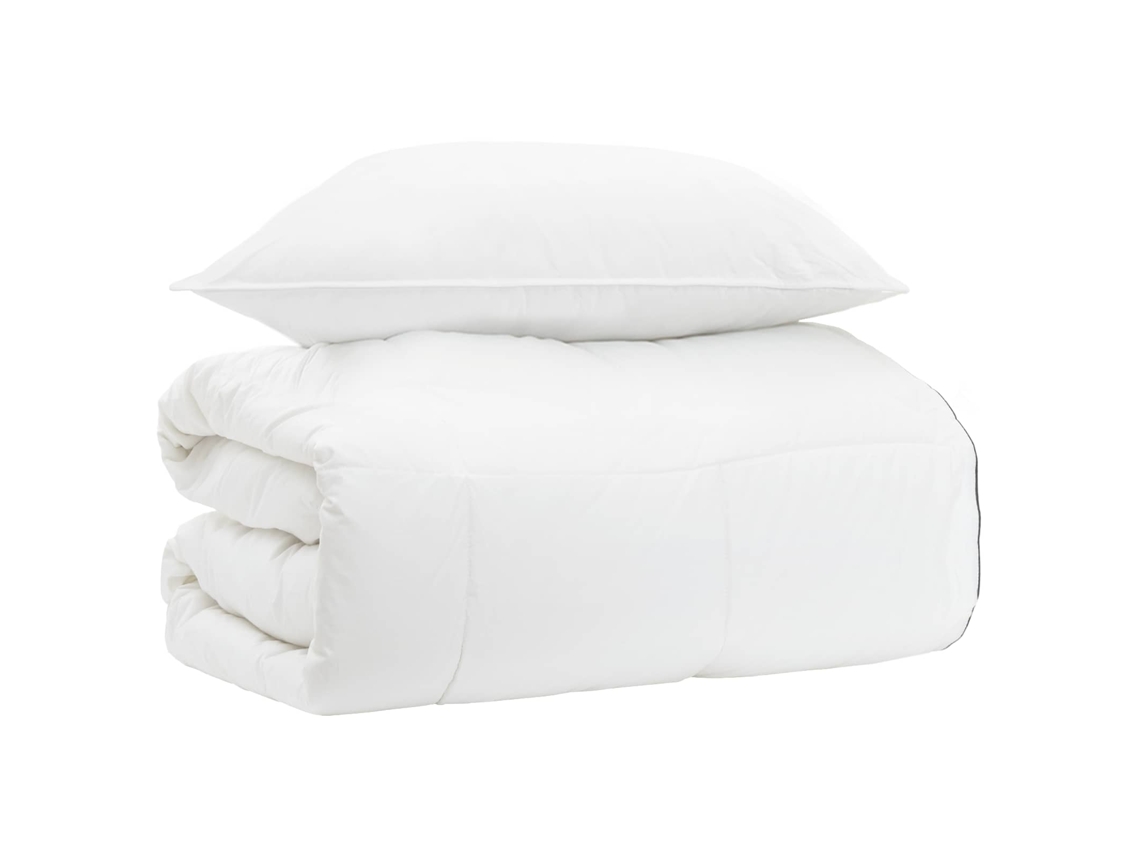 Vidaxl Conjunto De Edredom Com Travesseiro Branco 140 X 200 Cm
