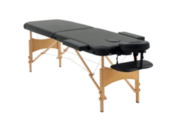 Mesa de Massagem Dobrável (ajuste de Altura, Couro Sintético, Preto)