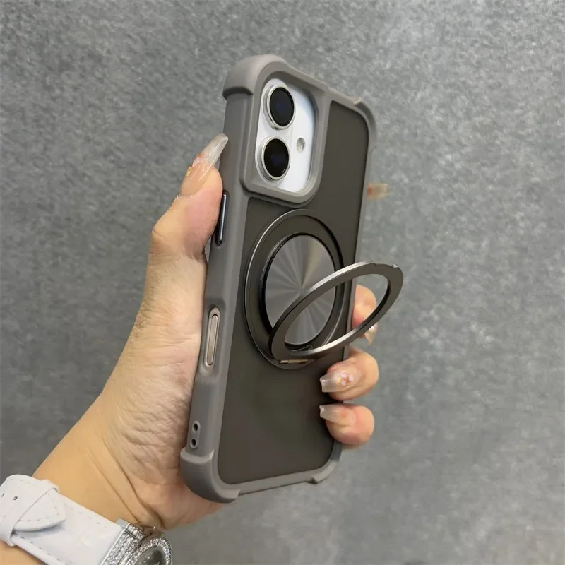 Capa Magnética De Silicone Líquido Para Iphone 16 Pro Max (cinza), Com Proteção Para A Lente.