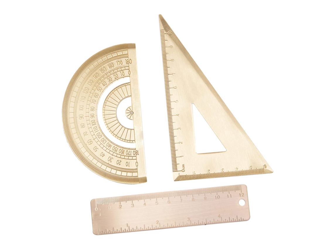Conjunto De 3 Réguas Triangulares De Latão Para Material Escolar