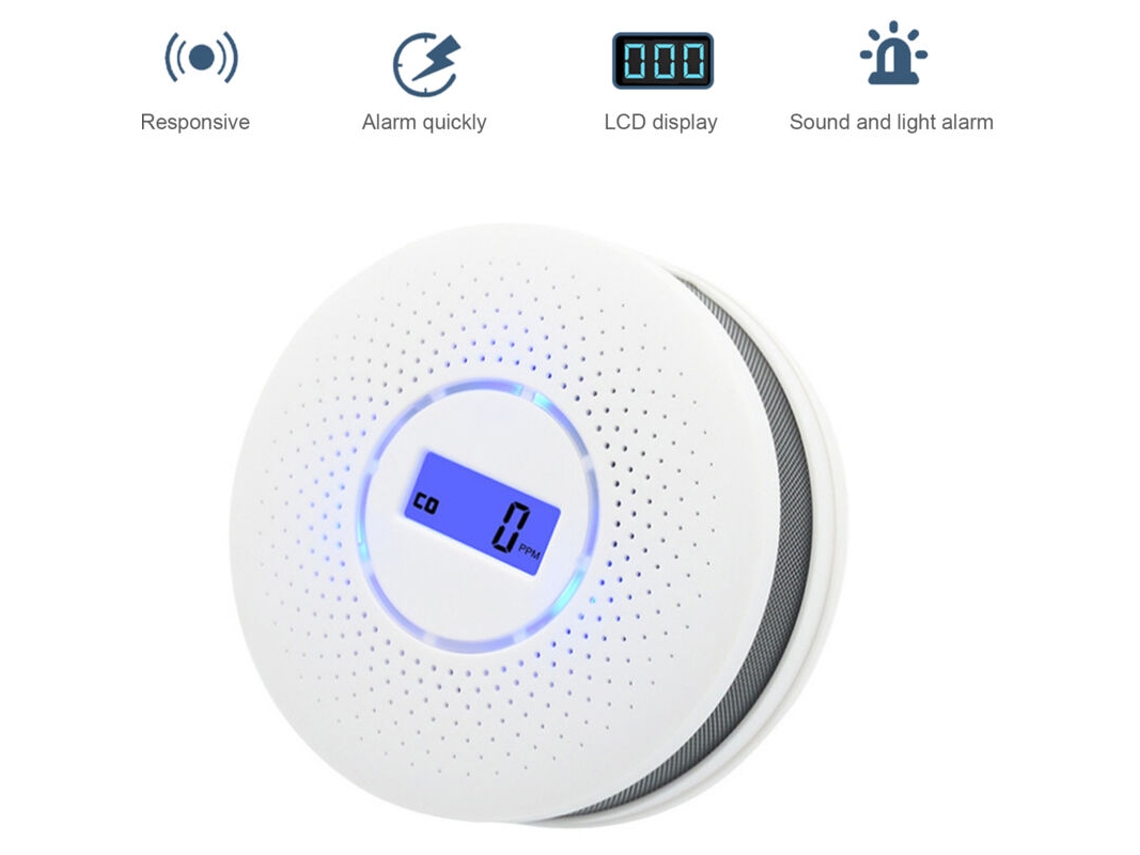 Detector Co Fumaça Visor Lcd Alarme Alta Precisão