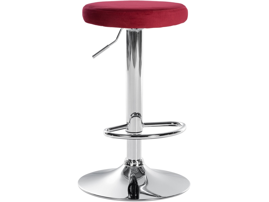 Banco de bar Cobertura de veludo Ponte vermelho/cromo CLP