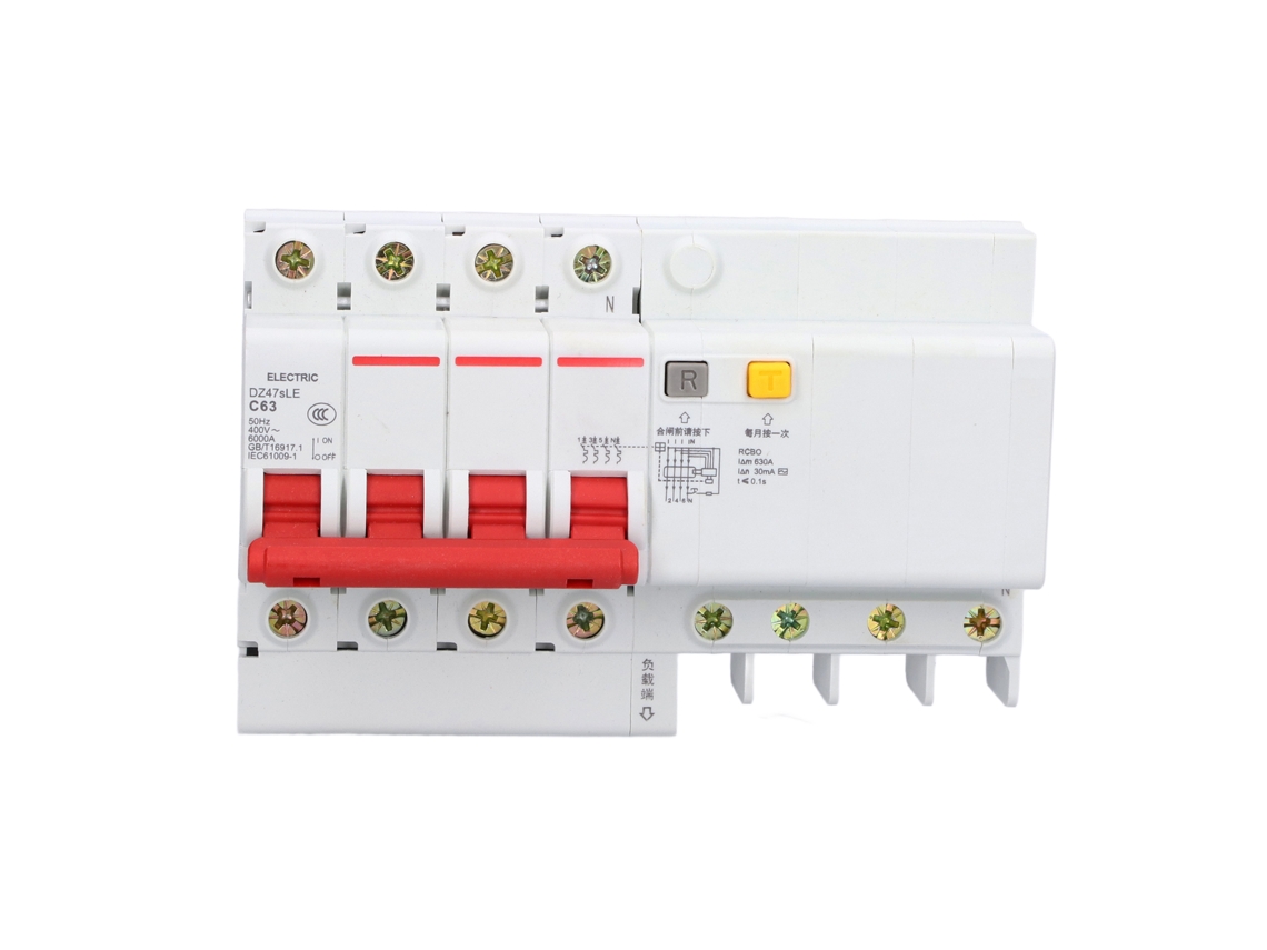 Interruptor de Corrente Miniatura 4p+n Proteção Vazamentos Baixa Tensão AC 400V 63A DZ47SLE C63 S/MARCA