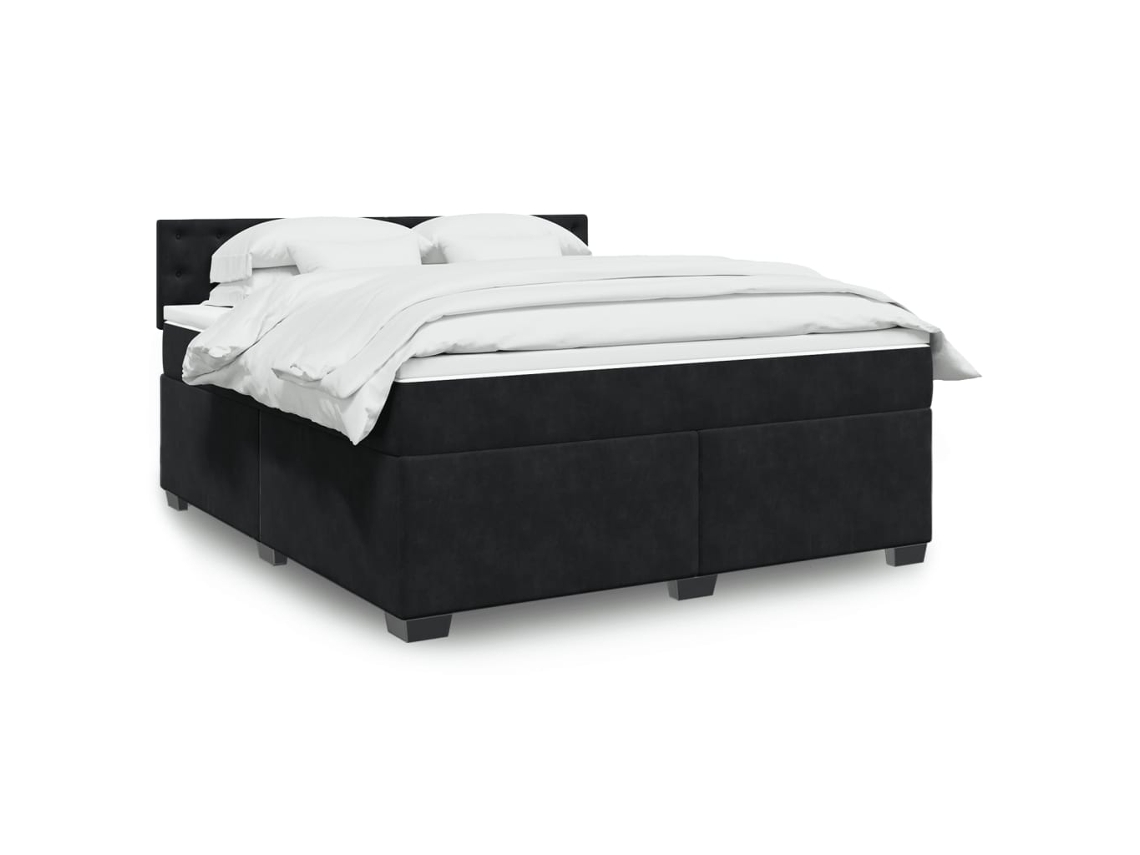 Vidaxl Cama Com Molas/colchão 180x200 Cm Veludo Preto