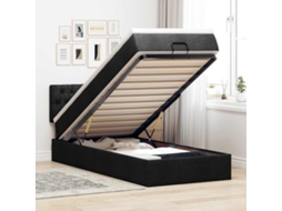 Vidaxl Cama Otomana Com Colchão 100x200 Cm Tecido Preto