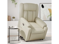 Vidaxl Poltrona Reclinável Elevatória Couro Artificial Cor Creme