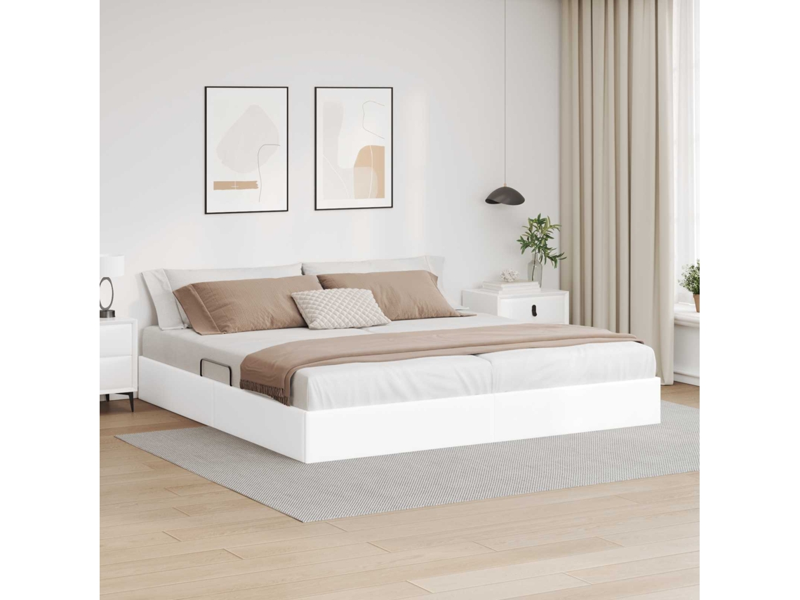Vidaxl Estrutura De Cama Ottoman Branco Puro 200 X 200 Cm
