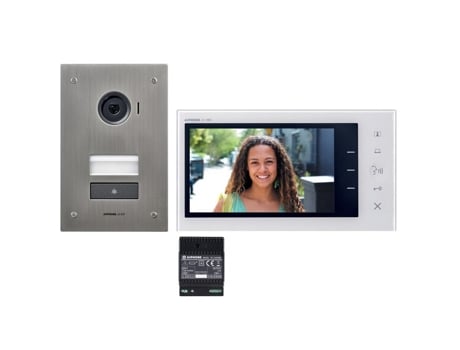 Kit De Vídeo Platina Embutida Aiphone Jvs1f Com Monitor De Tela De 7 A 2 Fios Integral
