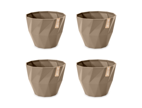 Conjunto de 4 Vasos Decorativos Redondos de 13 cm com Textura. cinza ARECA