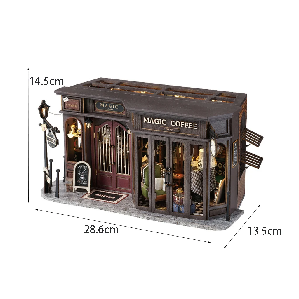 Kit de Montagem de Casa de Quebra cabeça 3d em Madeira "loja Mágica Retrô" MDUG