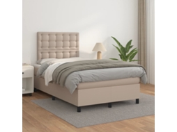 Vidaxl Cama Com Molas/colchão 120x200 Cm Couro Artificial Cappuccino