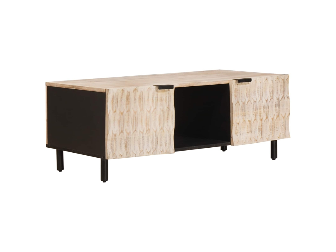 Conjunto 1 Mesa De Sala De Estar Vidaxl Branco Madeira De Mangueira Maciça (100 X 54 X 40 Cm)