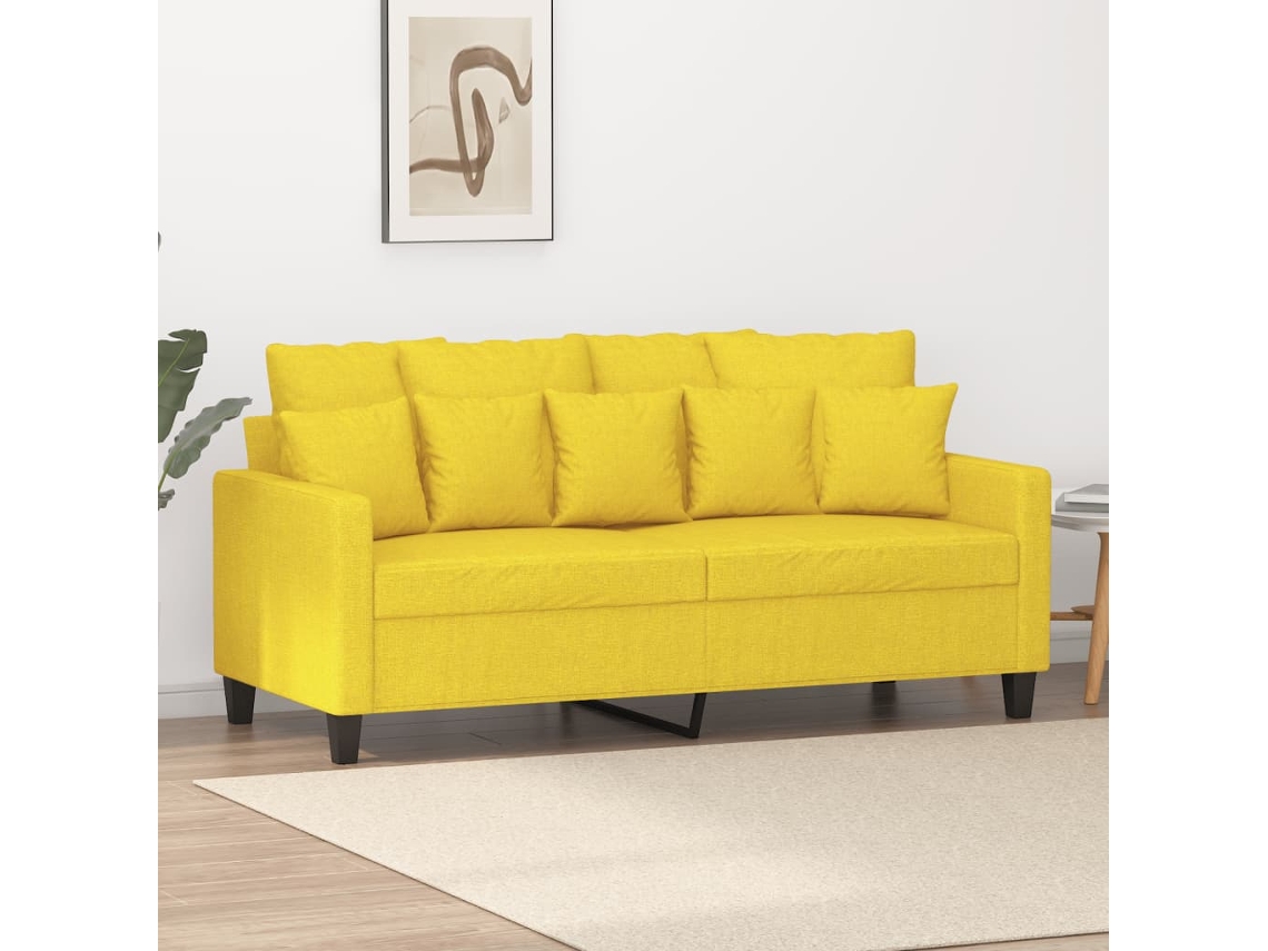 Sofá De 2 Lugares 140 Cm Tecido Amarelo Claro Lovely Home