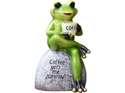 Figura De Rã Príncipe Em Cadeira Rocking Tomando Café Para Jardim Pátio Interior Exterior