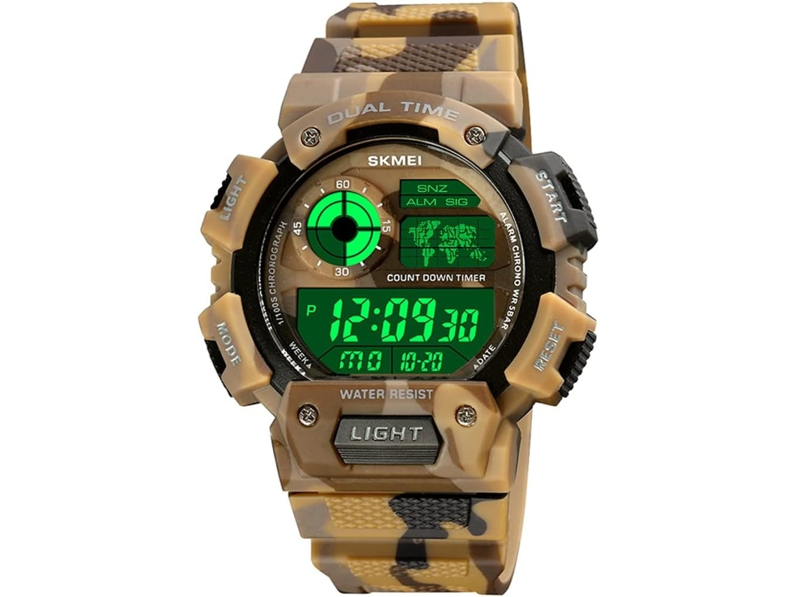 Lurelia Relógio Digital Desportivo, Visor Digital, Led, Cronómetro, Alarme, Data/calendário, Luminoso, Resistente À Água 50m, Verde