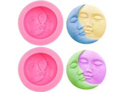 2026 molde de Cera Sol Y Luna 3d Silicona para Diy Joyería Velas Jabones Decoraciones 2 Piezas