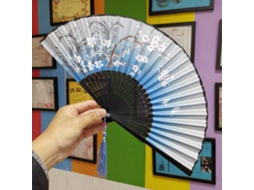 Vintage Folding Evento Em Tecido De Estilo Chinês Evento Floral Print Em Bambu Com Tassel Dance Performae