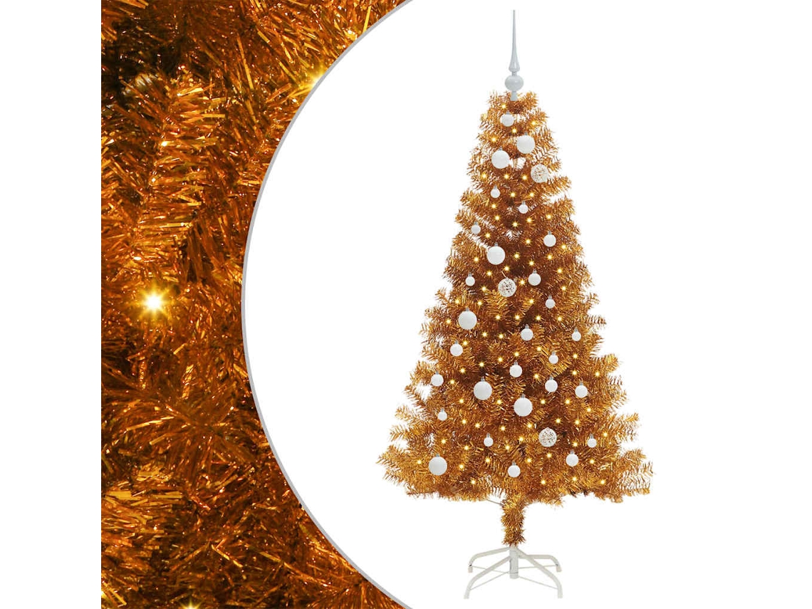 Árvore De Natal Artificial Com Led Vidaxl Dourado Plástico (150 Cm)