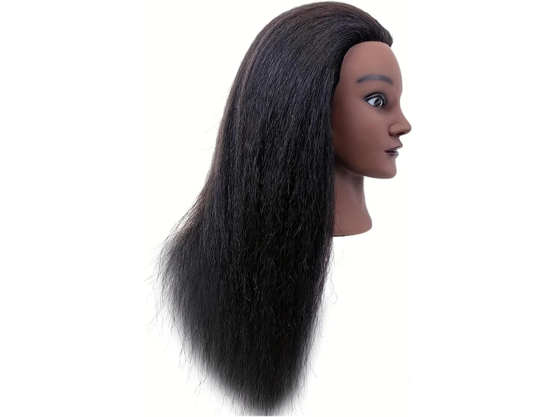 Cabeça de Manequim de 45 Cm com Cabelo Natural, Cabeça de Treinamento, Boneca para Cosmetologia SFUSHOS