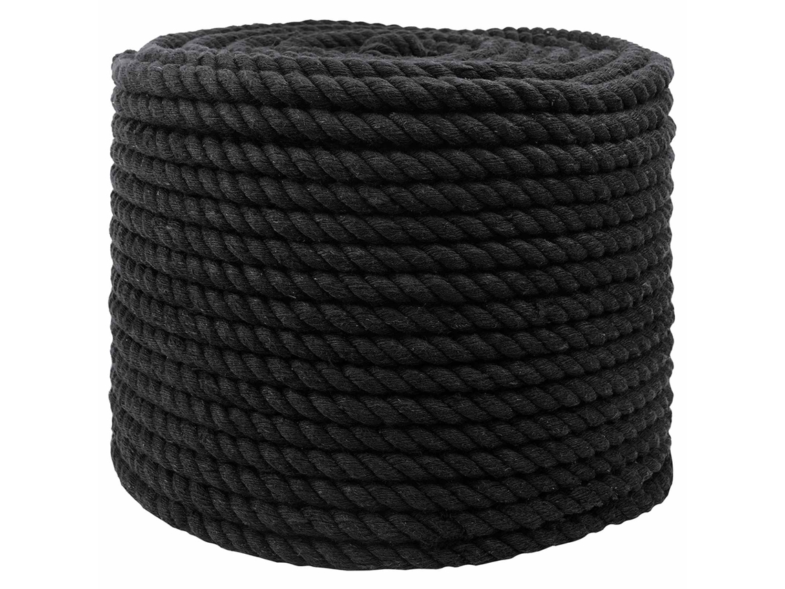 Vidaxl Corda De Algodão 10 Mm 250 M Preto 100% Algodão