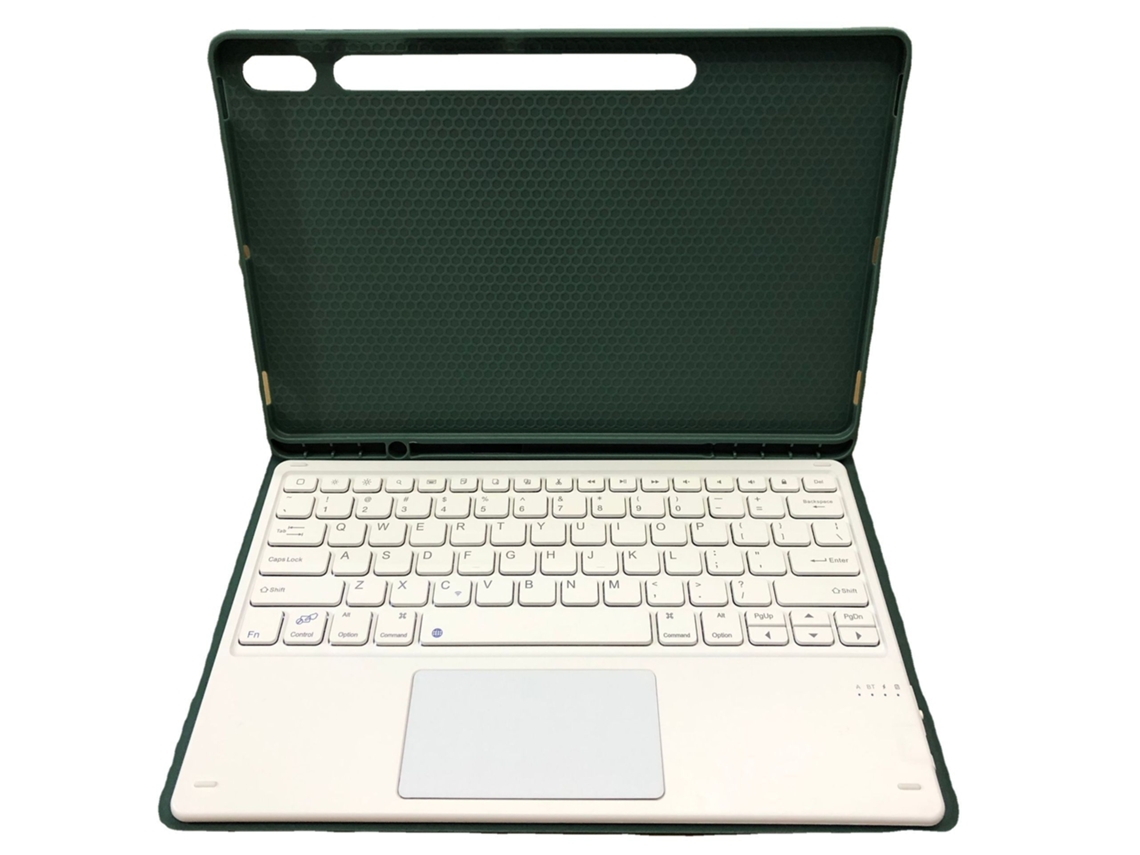 Capa de Teclado Bluetooth XIAOMOYU para Samsung Tab S7 Plus 12.4 com teclado touch em verde escuro e branco