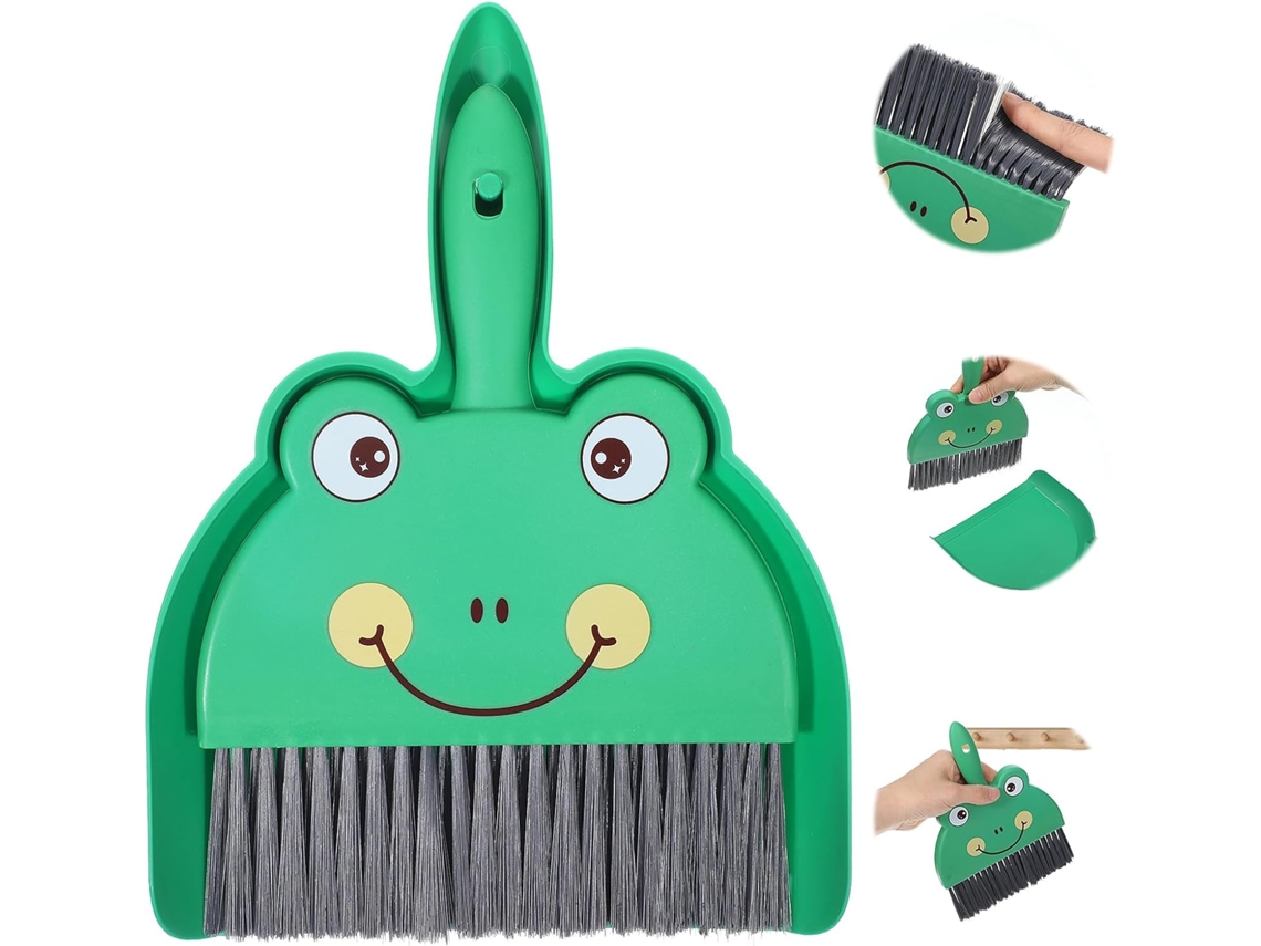 Conjunto De Pá E Escova Pequenas Verdes, Conjunto Fofo De Mini Utensílio De Lixo, Conjunto Durável Para Limpeza De Mesa