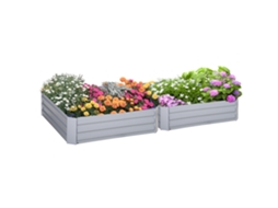 Jardineira, Conjunto de 2, Caixa de Flores, Fundo Aberto, Estrutura de Aço, Cinza, 100 X 100 X 30 Cm Ge (2 X)