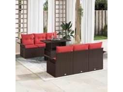 Vidaxl Conjunto De Sofá De Jardim 7 Unid. Castanho