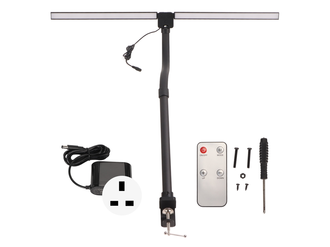 Lâmpada de Mesa Led de Duas Cabeças com Fixação Clamp para Estudo, Escritório, Dormitório 100 240v Plug Uk | S/MARCA