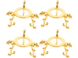Conjunto De 4 Suportes Decorativos Grandes Em Metal Dourado Para Esferas E Bolas Cristal, Base Triangular, Expositor