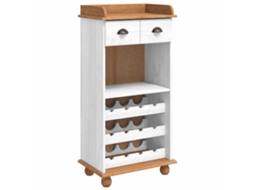 Vidaxl Armário De Vinho Askim Branco Com Topo De Mel 57 X 37 X 114 Cm