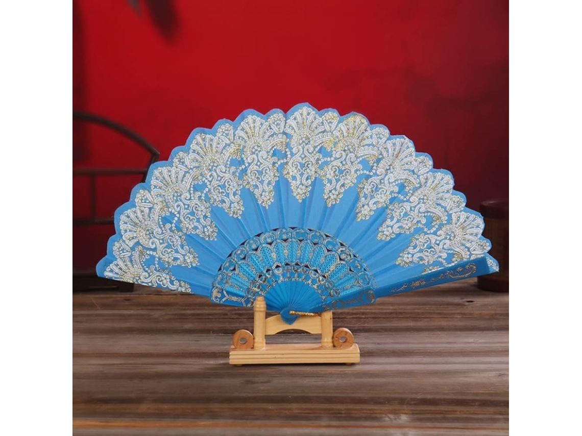 Ventilador A Principal Dobrável Retro Em Plástico Dourado Em Pó Artesanal Ventilador Bla Festa de Casamento