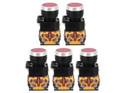Interruptor De Botão De Pressão De 22mm Auto-bloqueio 37v-440v Sem Luz Vermelho 5pcs