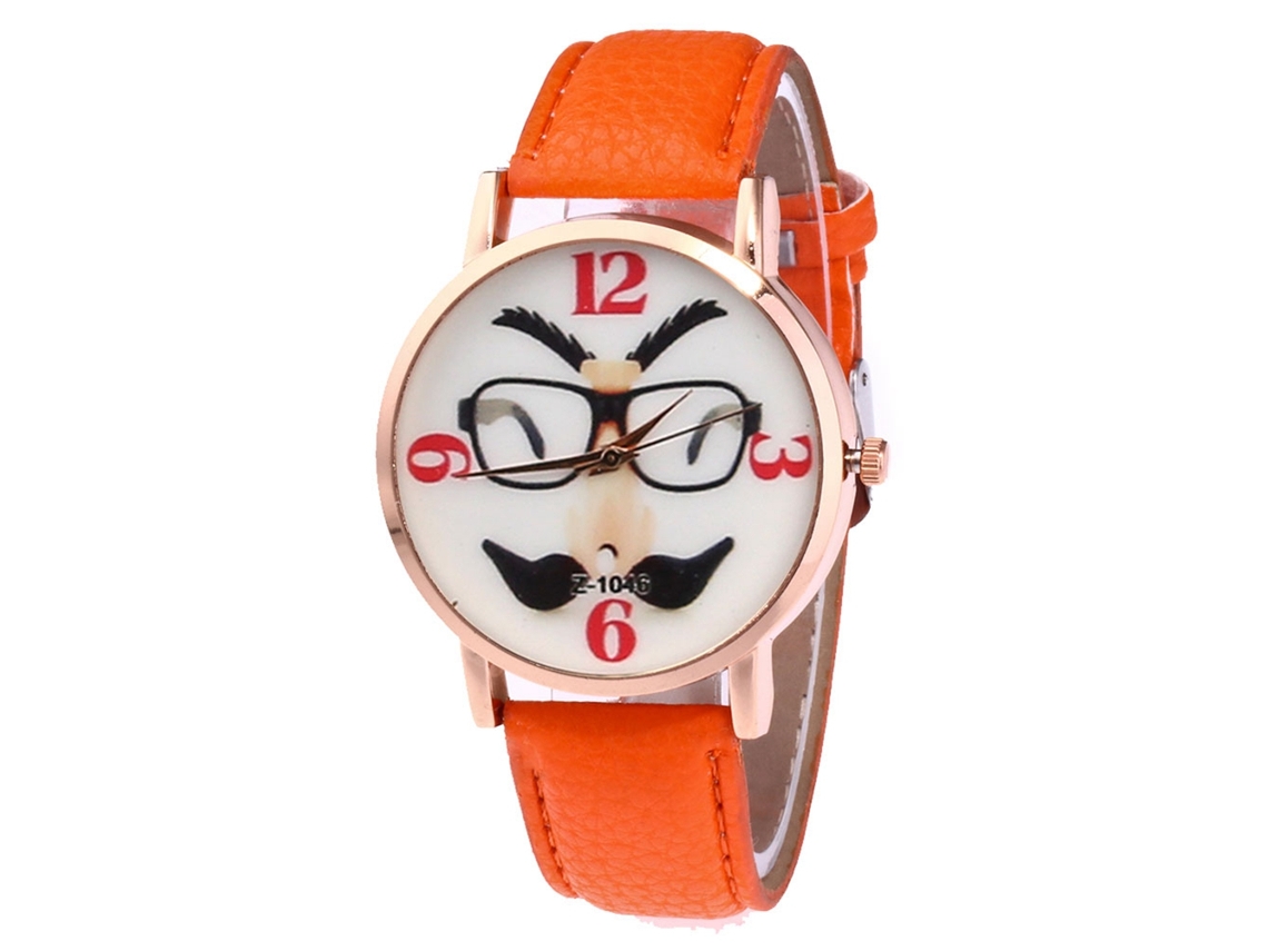 Relógio de pulso Zhoulianfa Fashion laranja com quartzo e pulseira de couro PU.