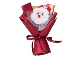 Buquê de Rosa de Natal de Crochê com Papai Noel RNEMITERY