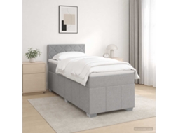 Vidaxl Cama Box Spring Com Colchão Cinzento-claro 90 X 200 Cm Tecido