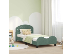 Vidaxl Estrutura De Cama Infantil Com Cabeceira Verde Do Mar Veludo