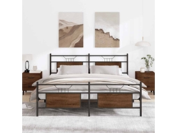 Vidaxl Estrutura Cama Sem Colchão 160x200 Cm Metal Carvalho Castanho