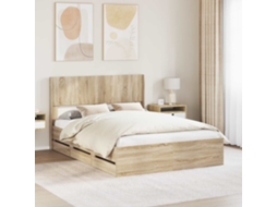 Vidaxl Estrutura De Cama Com Armazenamento E Cabeceira Carvalho Sonoma
