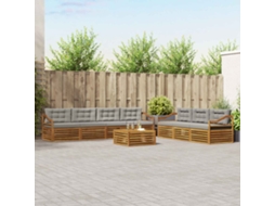 Vidaxl Conjunto De Sofás Para Exterior 8 Unid. Cinza Natural E Claro